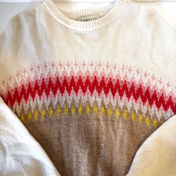 DEMYLEE X J.CREW Fair Isle Wool Mohair Blend Sweater in Multi Size M - Picture 7 of 12
